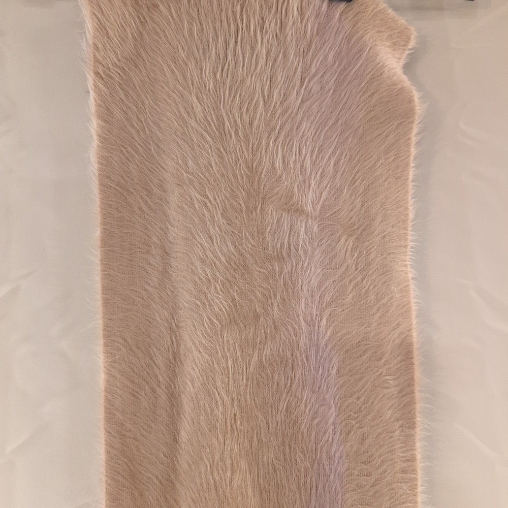 Cejon Tan Fuzzy Eyelash Knit Scarf with Fringe RN 98072‎ Beige Winter Wrap